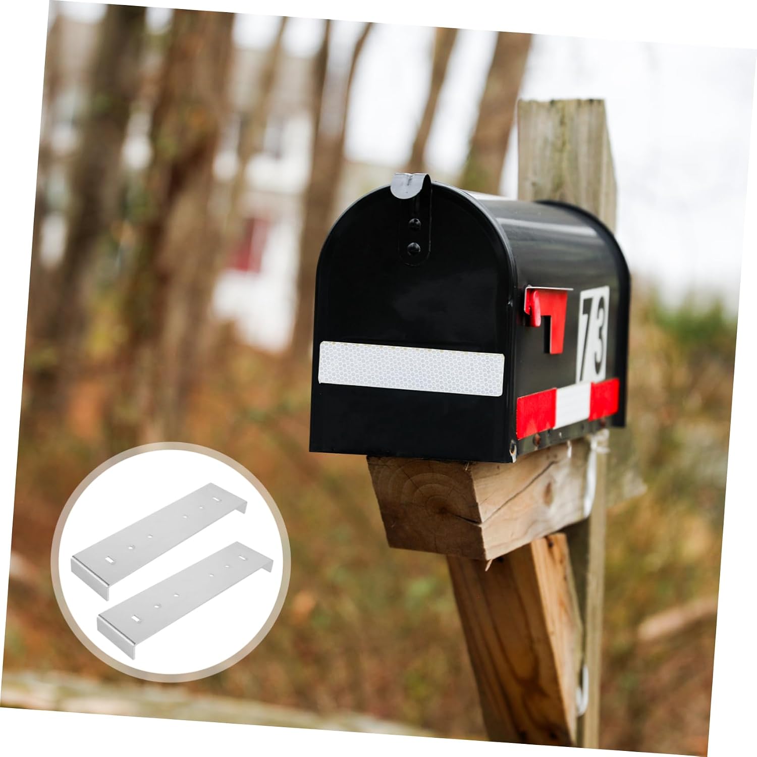 LIFKOME Metal Mailbox Mounting Bracket for 8in Wide Mailbox Sturdy Repair Kit Easy Installation for Home and Outdoor Use 2-Piece Set