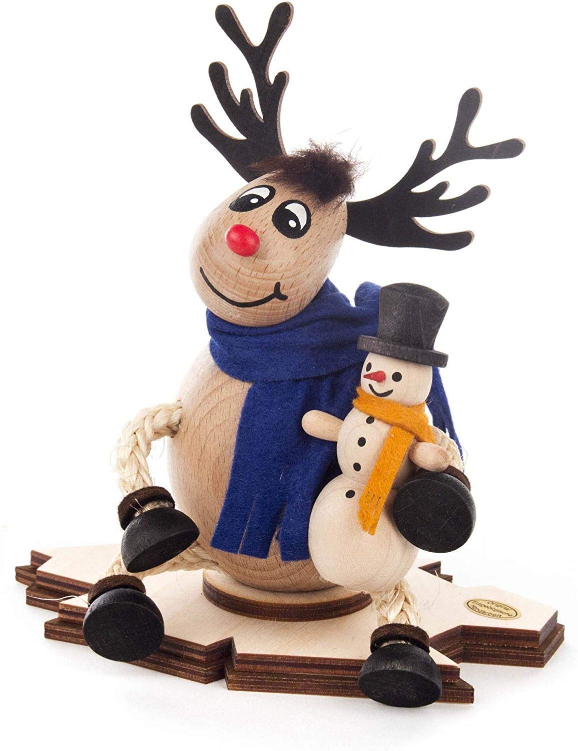Figure de brûleur d'encens Räucherelch Ole bonhomme de neige bois Erzgebirge encensoir table