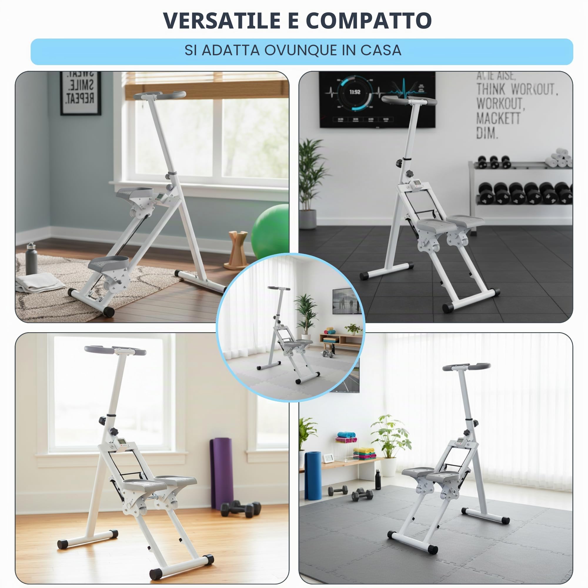 Stepper Fitness. Scale Pieghevoli per Salire, Gradini per Allenamento con Manubri e Pedali. Display LCD e Resistenza Regolabile per Esercizi Cardio a Casa.