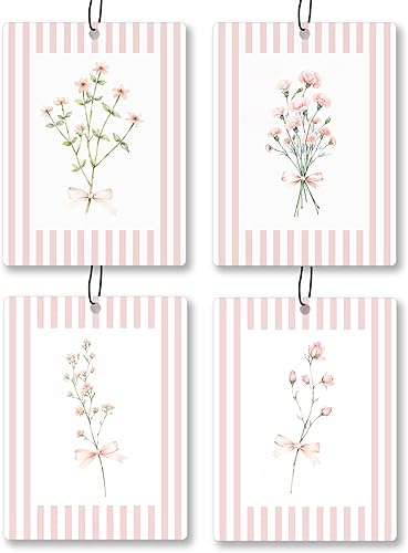 Miniatura 15 de Ambientador de Aire para Coche Floral Abstracto Bohemio 4 Piezas, Ambientador de Aire Colgante de Flores Retro Naranja y Negro para Mujeres y Niñas