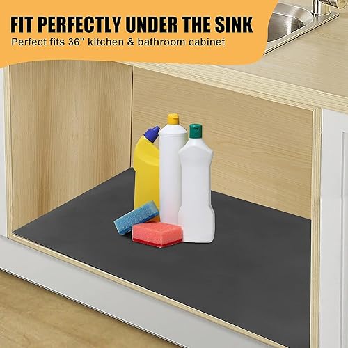 Miniatura 3 de Alfombrillas para debajo del fregadero, 34 x 22 pulgadas o de corte más pequeño para adaptarse a estantes debajo del fregadero para gabinetes de