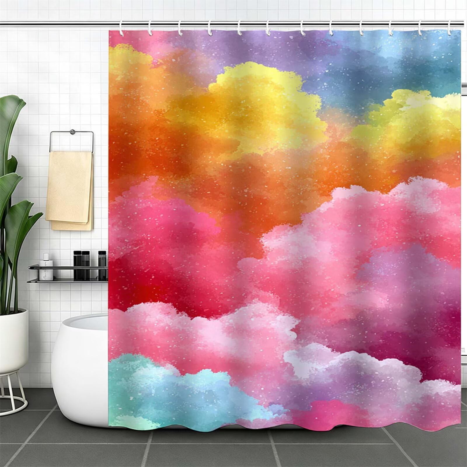 Duschvorhang 160x200cm, Duschvorhang Badewanne Rosa, Shower Curtain mit Ösen und 12 Duschringen, Beschwerter Saum, Maschinenwaschbar, Schnell Trocknend, Wasserdicht Polyester, Einfach J-770
