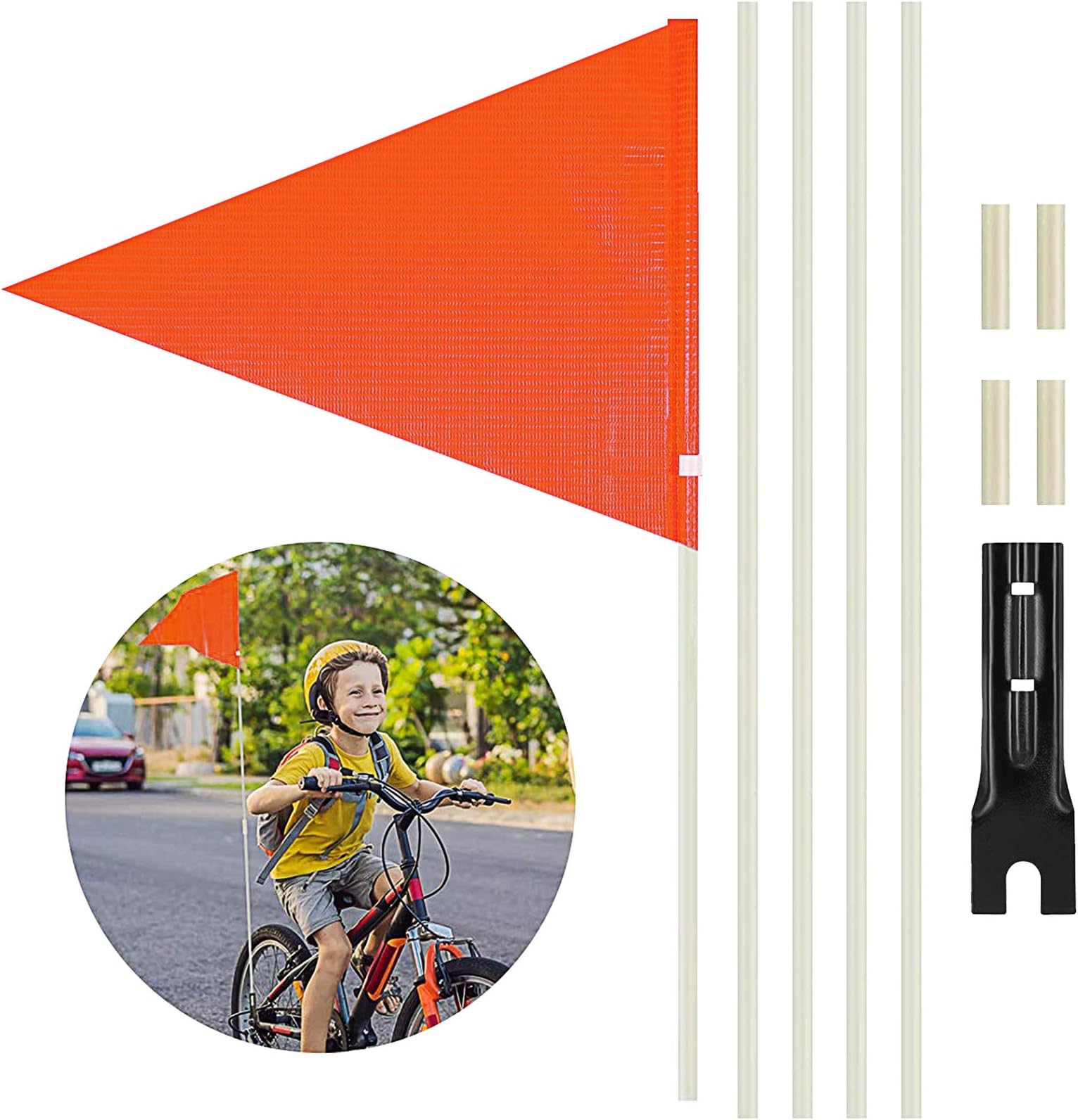 Nother 6ft Bike Safety Flag with Pole Reflective Bike Trailer Safety Flag with Bicycle Mounting Bracket Height Visibility Bicycle Safety Flag (Orange)