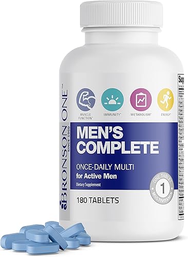 Bronson ONE Daily Multivitamínico completo multimineral una vez al día para hombres activos, 180 tabletas