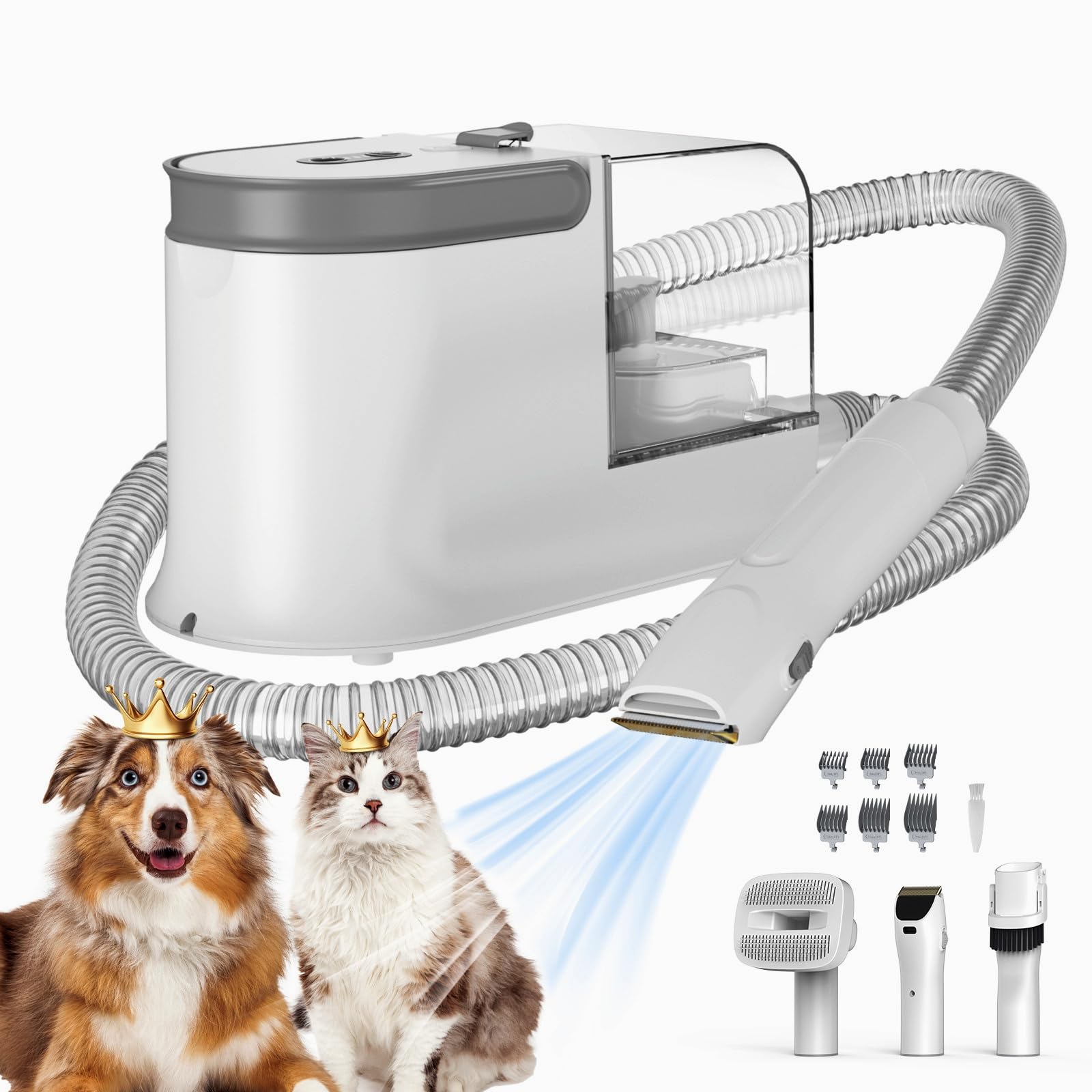 Photo 1 of Ozumek Dog Grooming Vacuum, Dog Grooming Kit, 3 Suction Modes Dog Brush Vacuum with 5 Pet Grooming Tools (Alabaster)