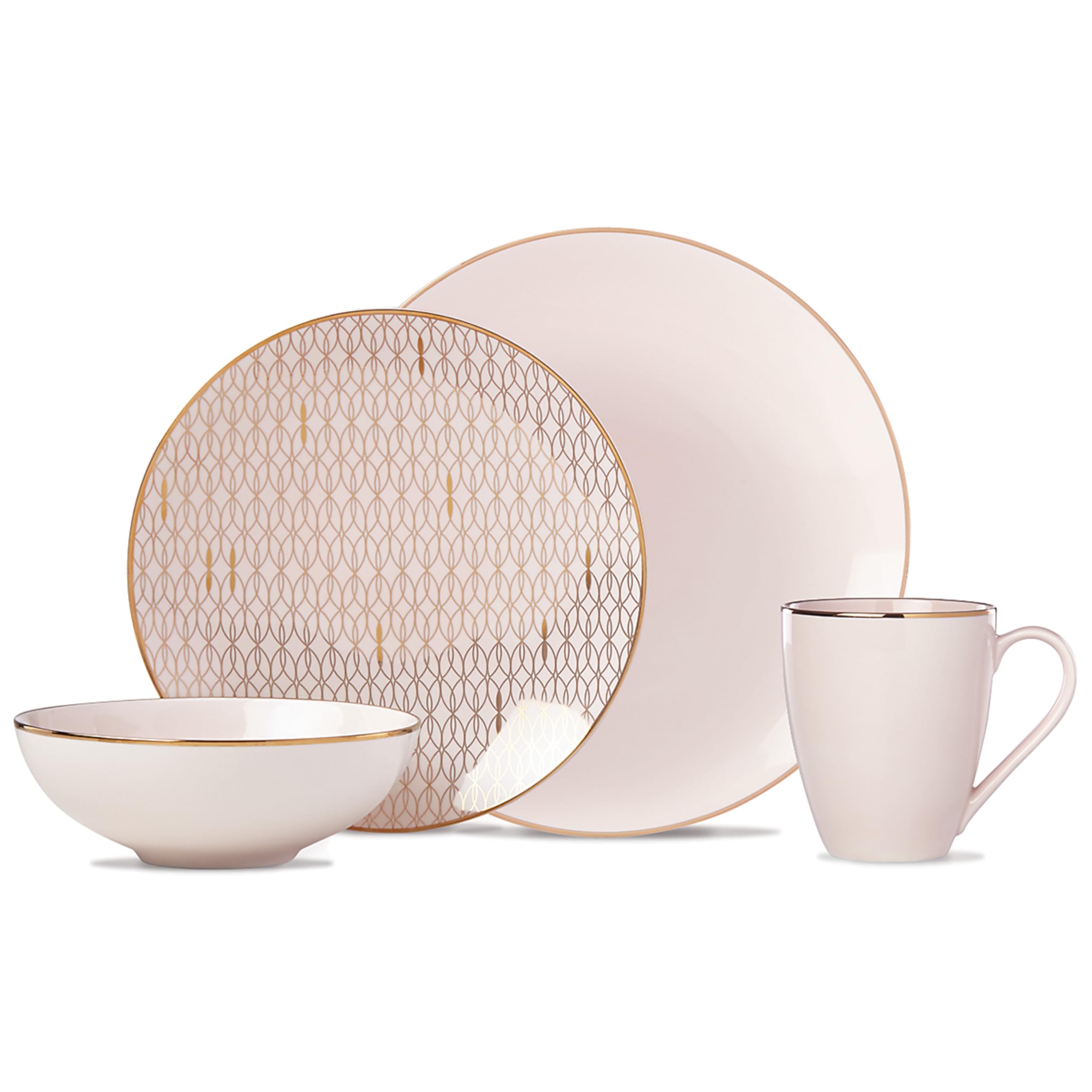 Lenox 884660 Trianna Blush Service de table 4 pièces en porcelaine, rose, blanc