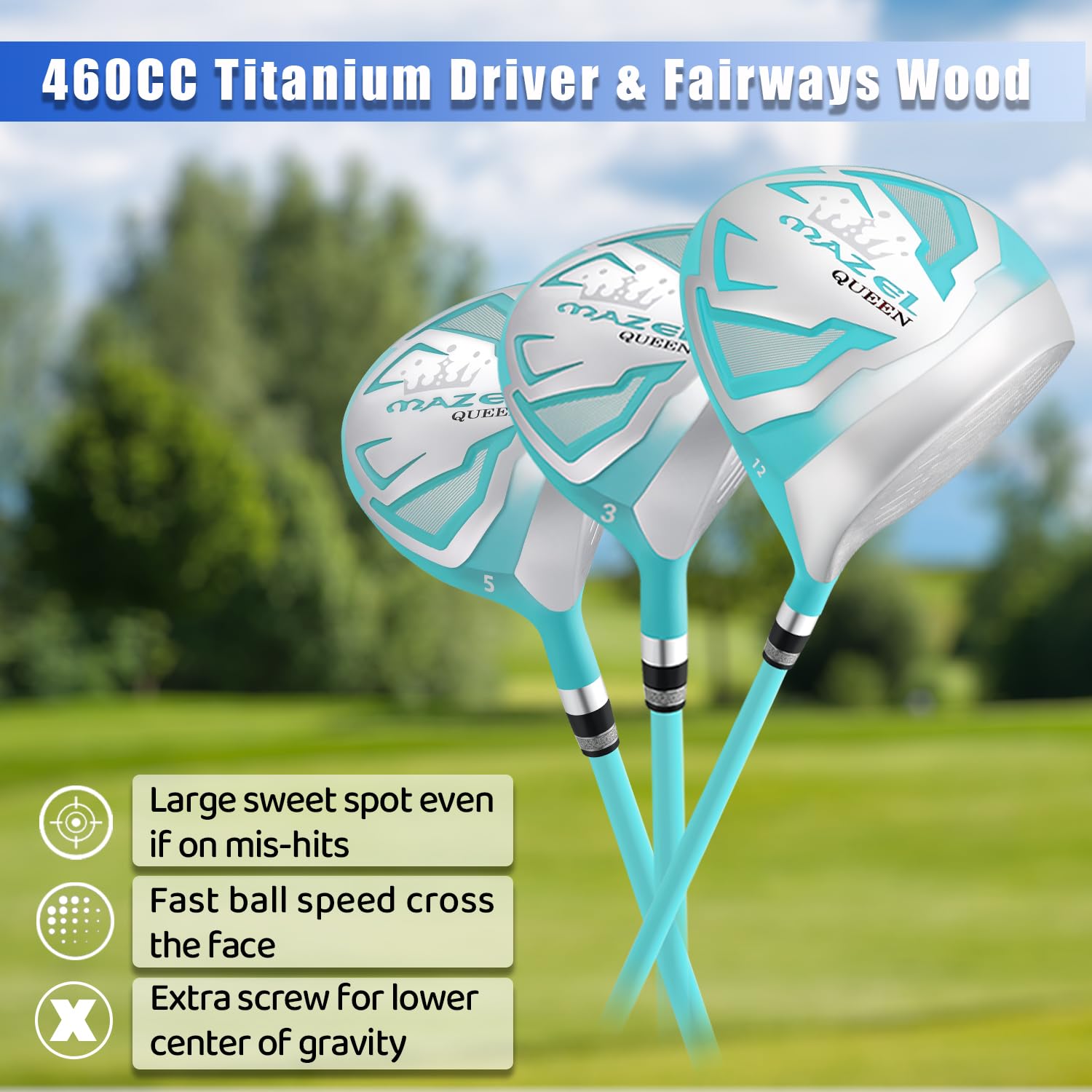 MAZEL 12-teiliges komplettes Herren-Golfschläger-Set oder einzelne Golfschläger – Titan-Driver, #3, 5 Fairway-Holz, Hybrid, #4, 5, 6, 7, 8, 9 Eisen & Pitching-Keil, Golf-Putter