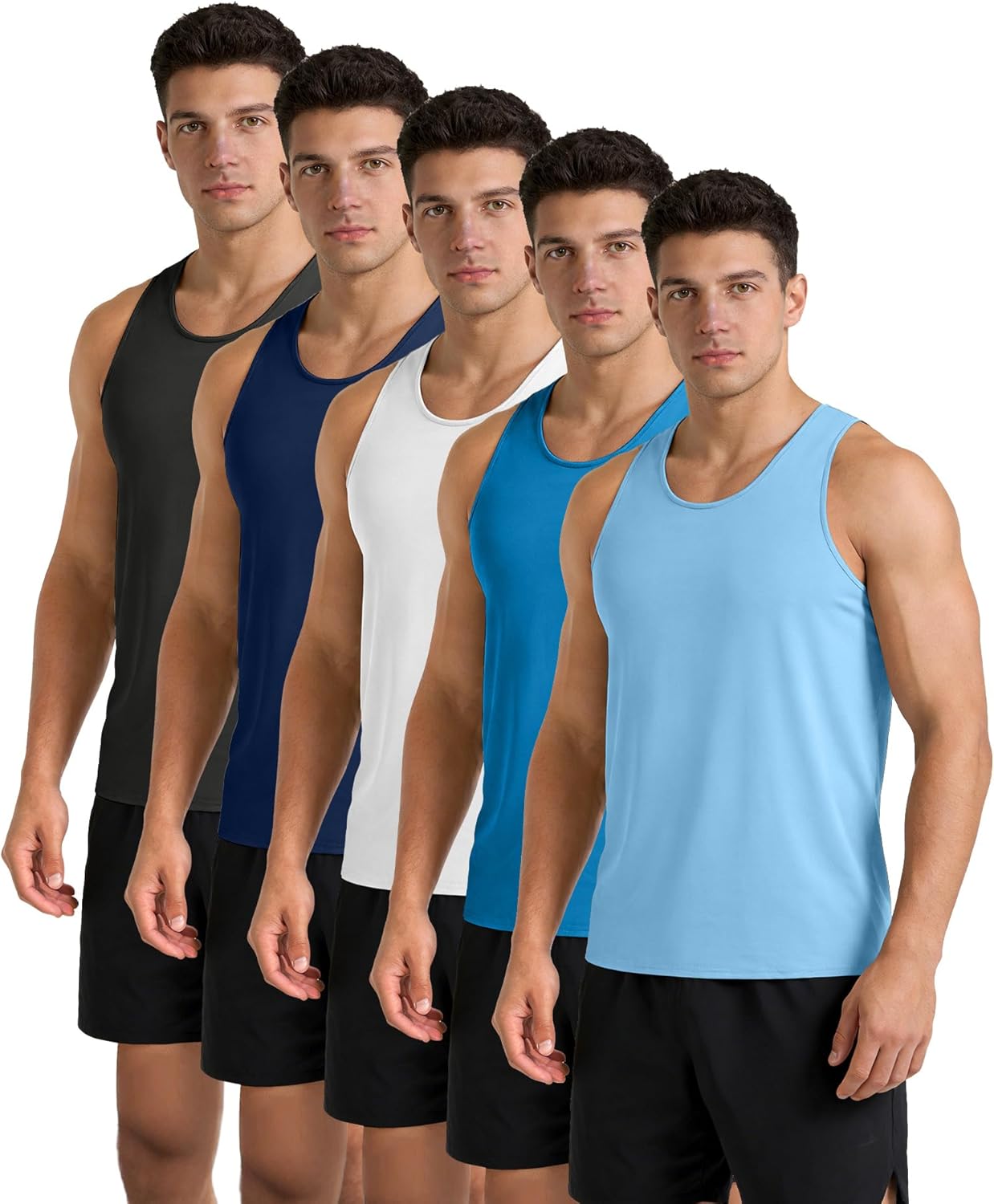 Little Beauty 5 Pack Gym Tank Tops UPF 50+ Sleeveless Workout Shirts Lightweight Active Muscle Tops