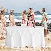 Vista 2 de Falda de mesa de 9 pies de tul blanco, falda de mesa tutú para decoración de boda, fiesta de compromiso, baby shower, cumpleaños, pastel, postres