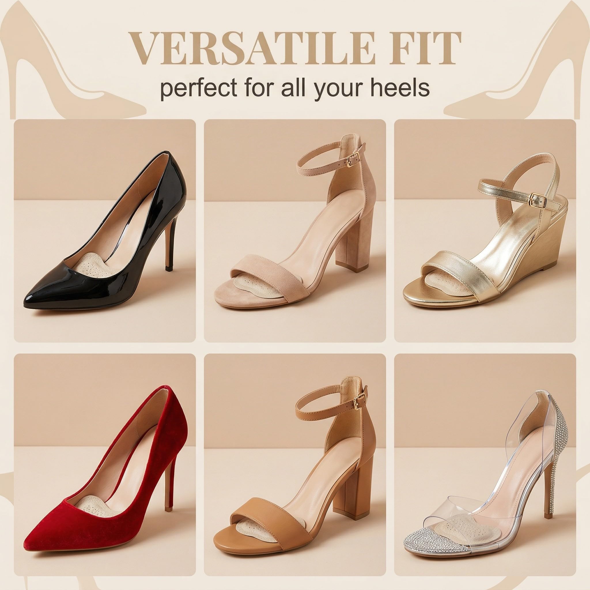 Cuscinetti Metatarsali Donna, 3 Paia Cuscinetti Per Scarpe Antiscivolo Per Metatarso Solette Adesive Per Sandali Aperti Per Tacchi Alti, Sandali, Matrimoni, Feste