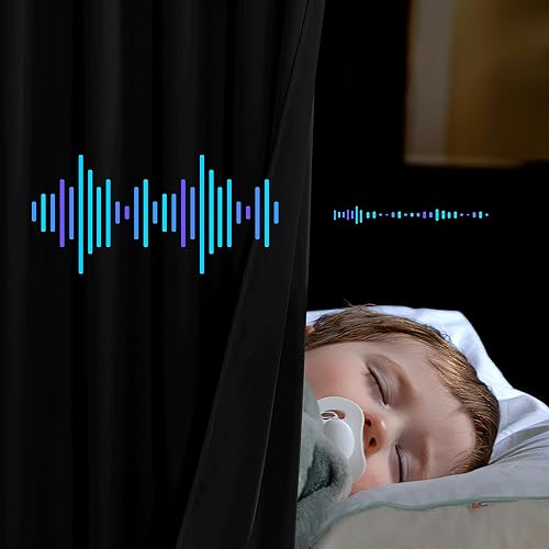 Miniatura 9 de NICETOWN Sound Barrier - Cortinas de lino natural 100% opacas de 84 pulgadas, cortinas de bloqueo de ruido, frío y calor con forro de tela de