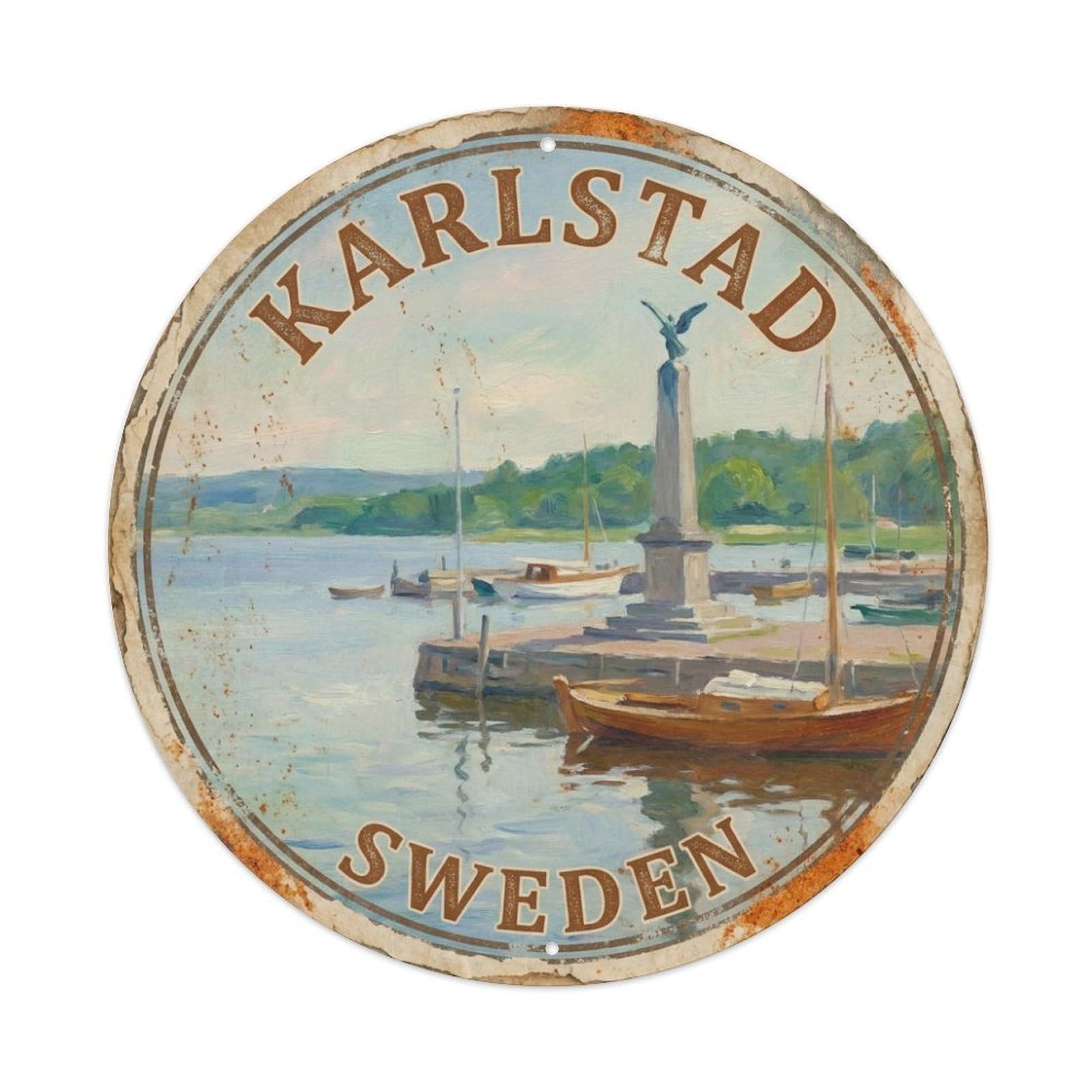 Sweden Retro Travel Karlstad Metal Tin Sign
