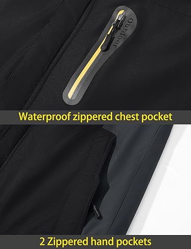 Miniatura 6 de TACVASEN Chaqueta de esquí de invierno para hombre, abrigo de nieve impermeable, forro polar, parka cálida con capucha