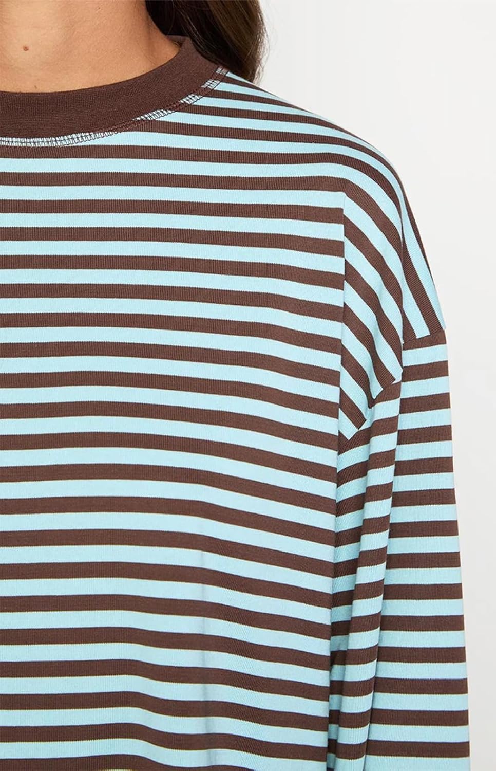 Striped Long Sleeve Shirt Women Oversized Sweatshirt Baggy Tee Shirts Crewneck Pullover Y2K Tops - Image 4