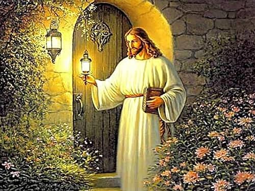 F-CANLAN Juego de pintura de diamante con lámpara de Jesús 5D, kit de manualidades religiosas de taladro completo para adultos (16 x 12 pulgadas)