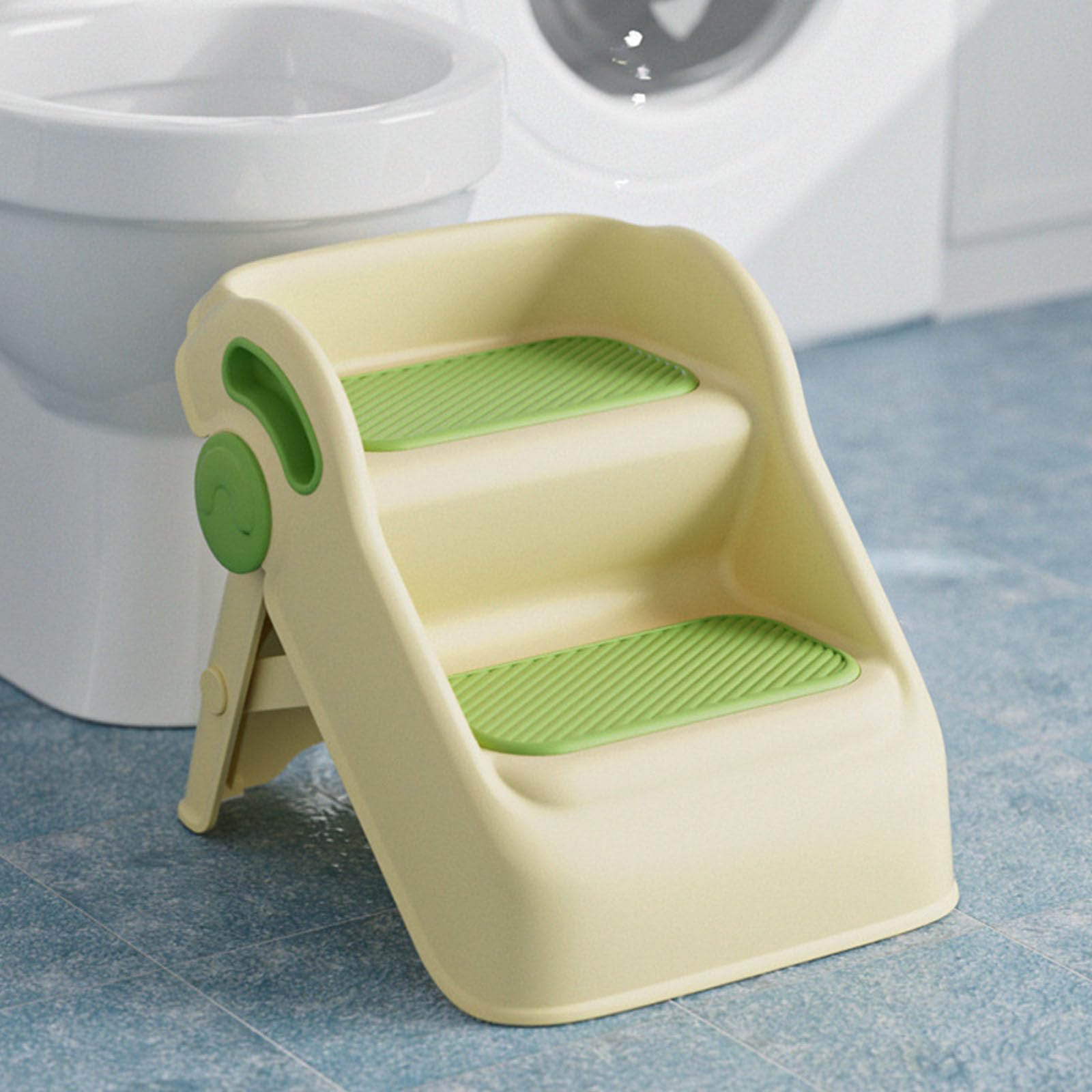 2-stufiger Tritthocker für, rutschfest, Badezimmerhocker, faltbares Design, Kunststoff, sicher, doppelte Ebenen für Kleinkinder, rutschfest