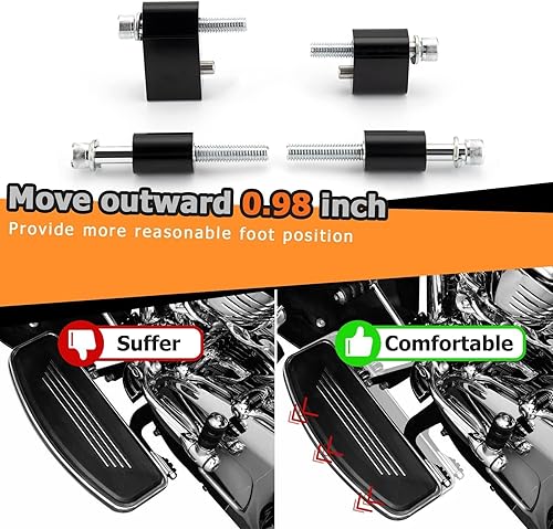 Miniatura 4 de WeiSen Extensión exterior de 1-14 pulgadas compatible con Harley Touring Electra Glide Road Glide Road Glide Road King 2009-2025 FL Trikes 2009-2013