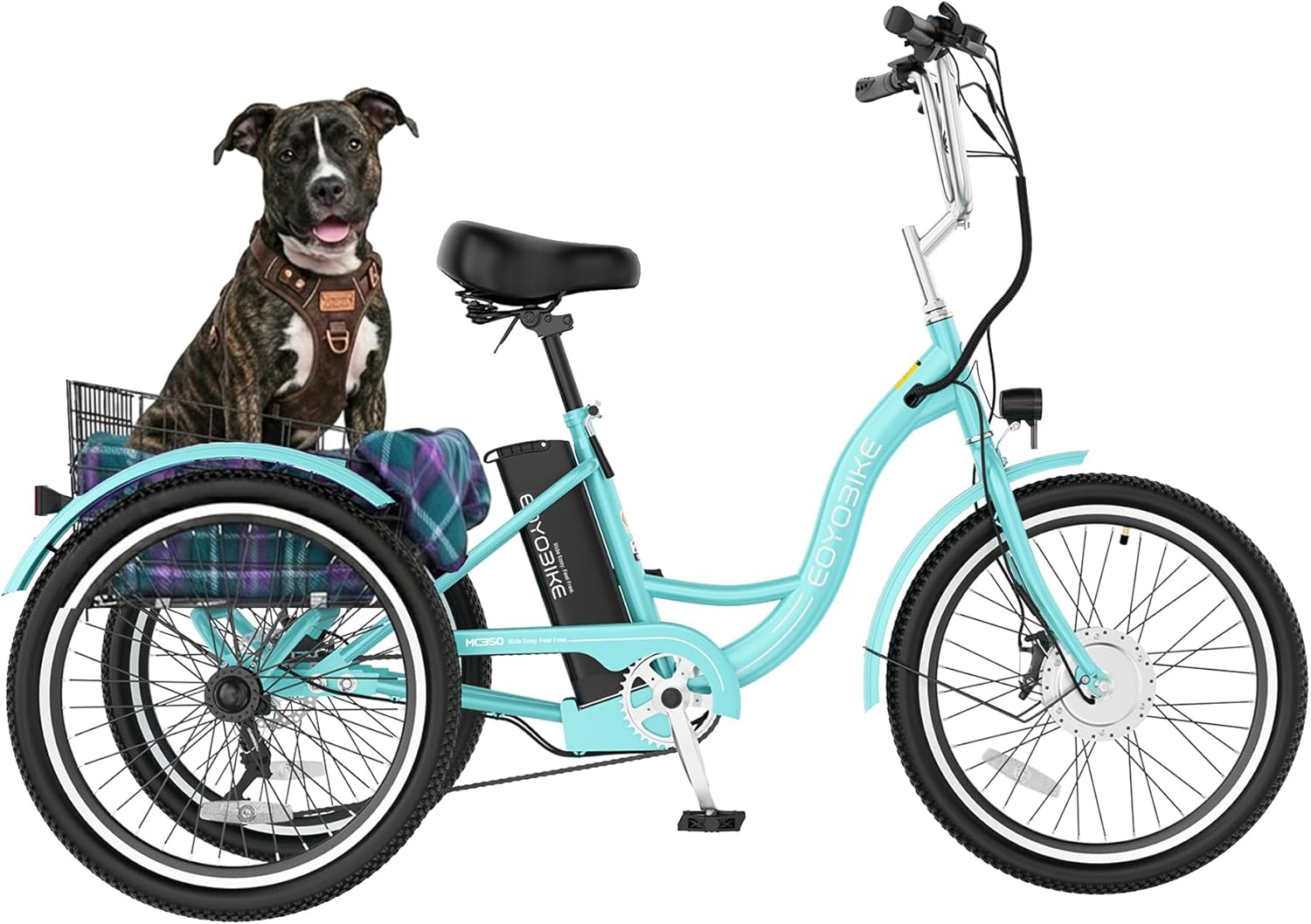 MOONCOOL Adult Electric Tricycle, 350W Front Drive Motor (Peak 700W), 15.5MPH E-Trike, Removable 36V 14.5Ah Battery, Max 60 Miles, 7-Speed 3 Wheel Electric Bike