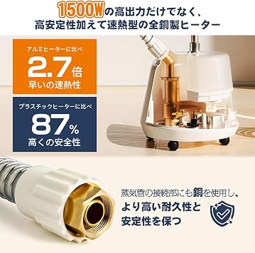 Hanger Steamer, Garment Steamer, Steam Iron, Electric Hot Water Dispenser, 1,500 W Operation, Stays on Hanger, 0.8 gal 3 L Large Capacity Tank, 2 Stage Steam Cord, Stationary Type, Comfortable Arms, Space Saving, Hanger Rack Included, Professional Specifications, Japanese Instruction Manual