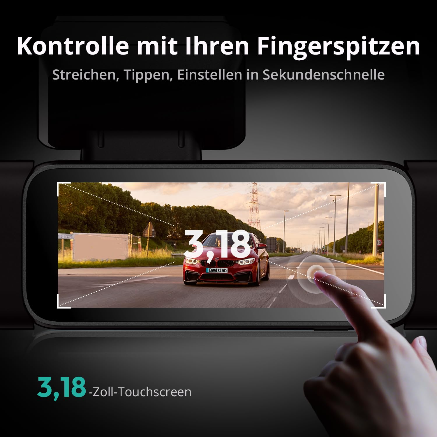 BOTSLAB Dashcam 4 Kanal mit Parküberwachung, 360° GPS, 5,8GHz WiFi, 3K+1080P×3, 3,18" IPS, Nachtsicht, WDR, G-Sensor, Loop-Aufnahme, 128GB SD-Karte