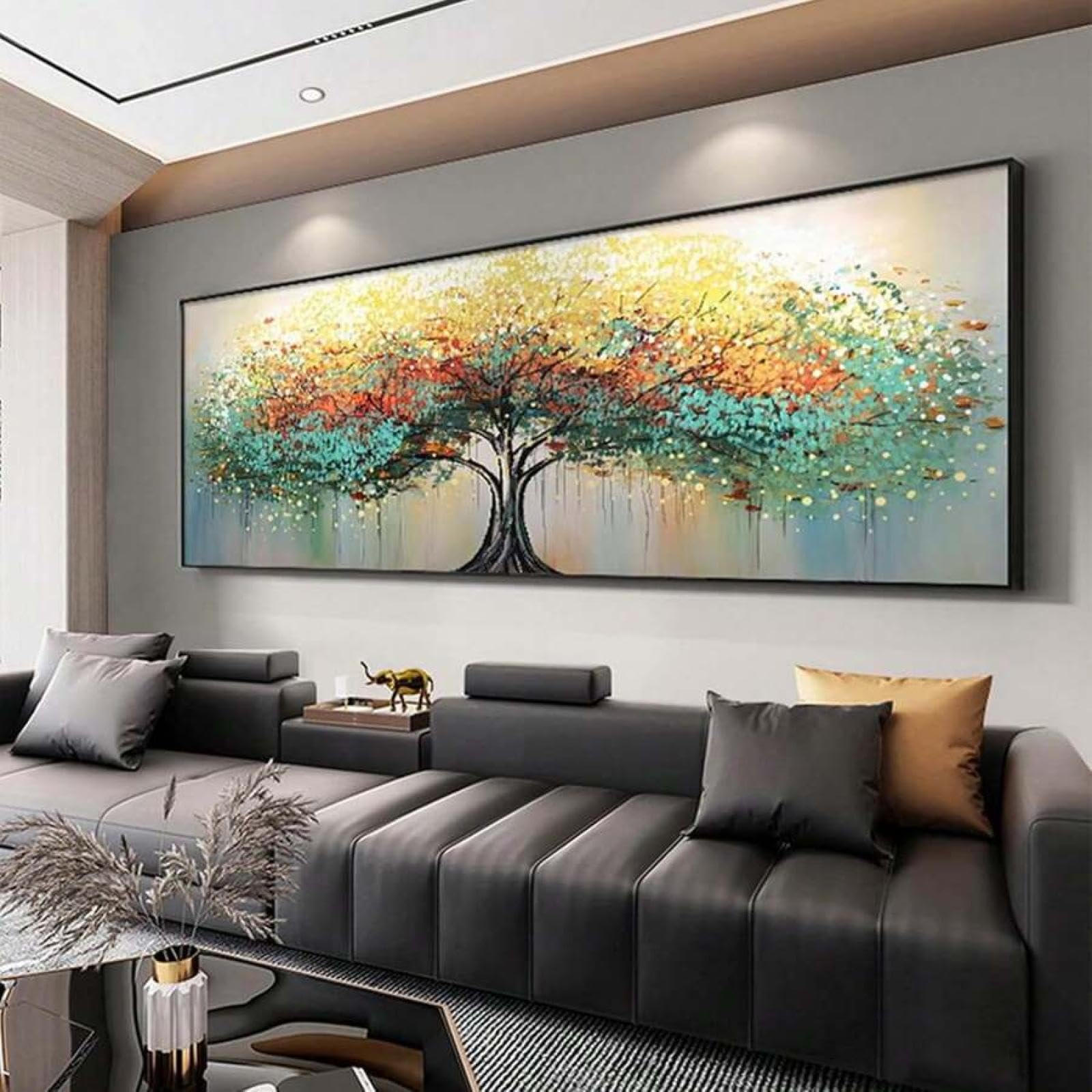 Impression toile arbre abstrait grand format tableau mural encadré - 8