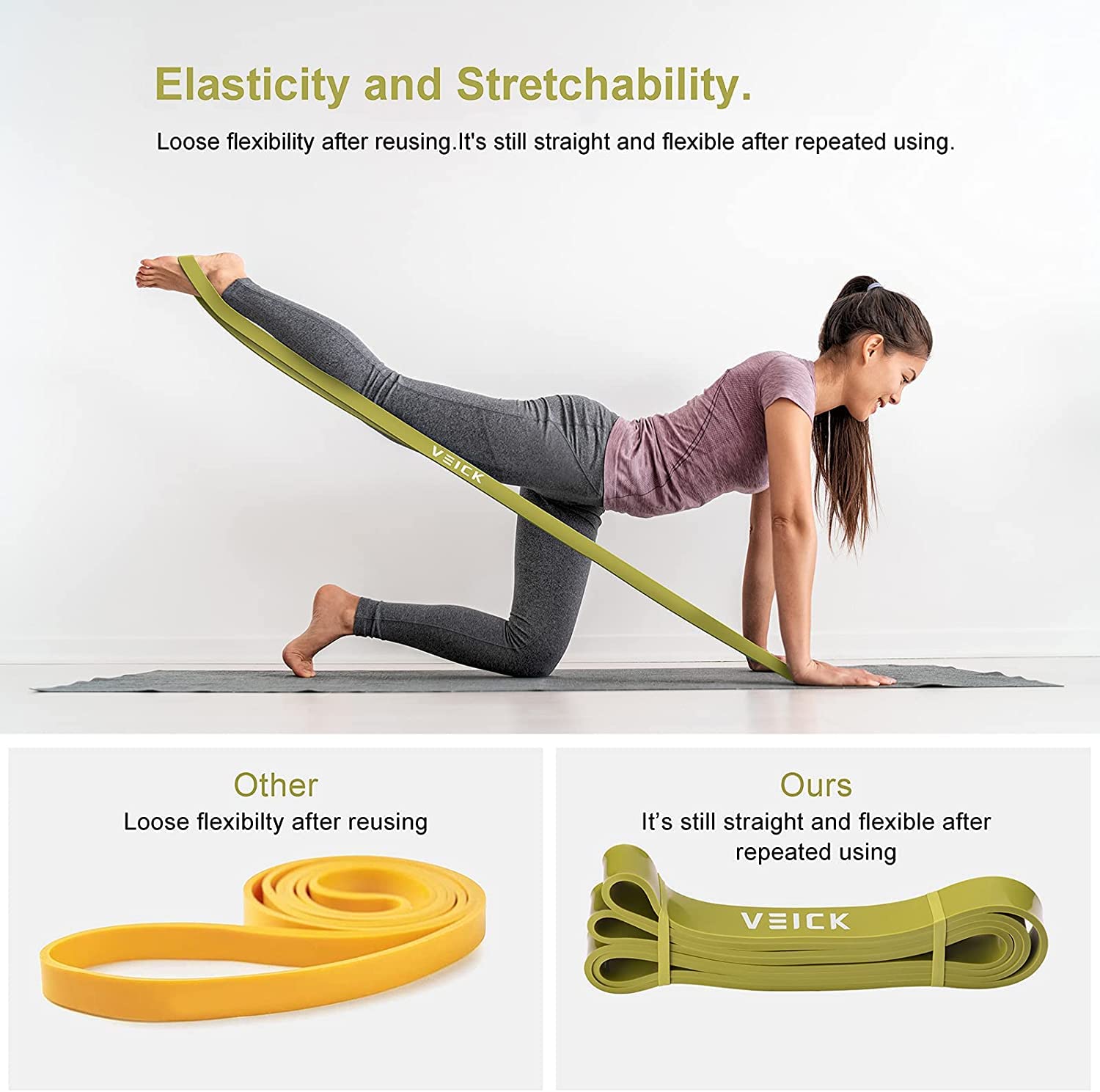 VEICK Widerstandsbänder für Workout, Übungsbänder, Workout-Bänder, Klimmzughilfebänder, langes schweres Stretchbänder-Set für Männer und Frauen, Power-Gewicht-Fitnessgerät zu Hause