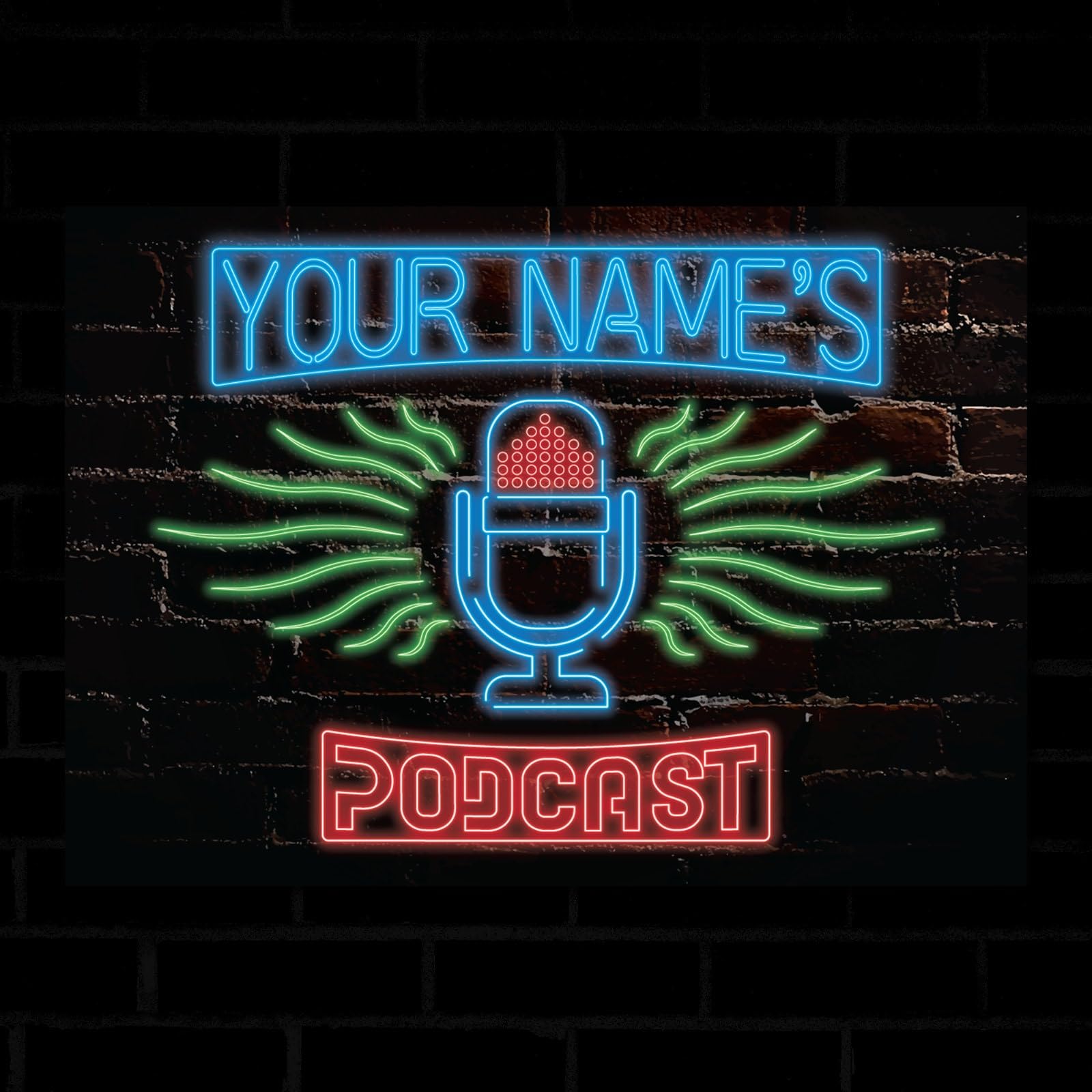 PERSONALISED Podcast Neon Effect Signs Style Custom Text Wall Decor Metal Plaque