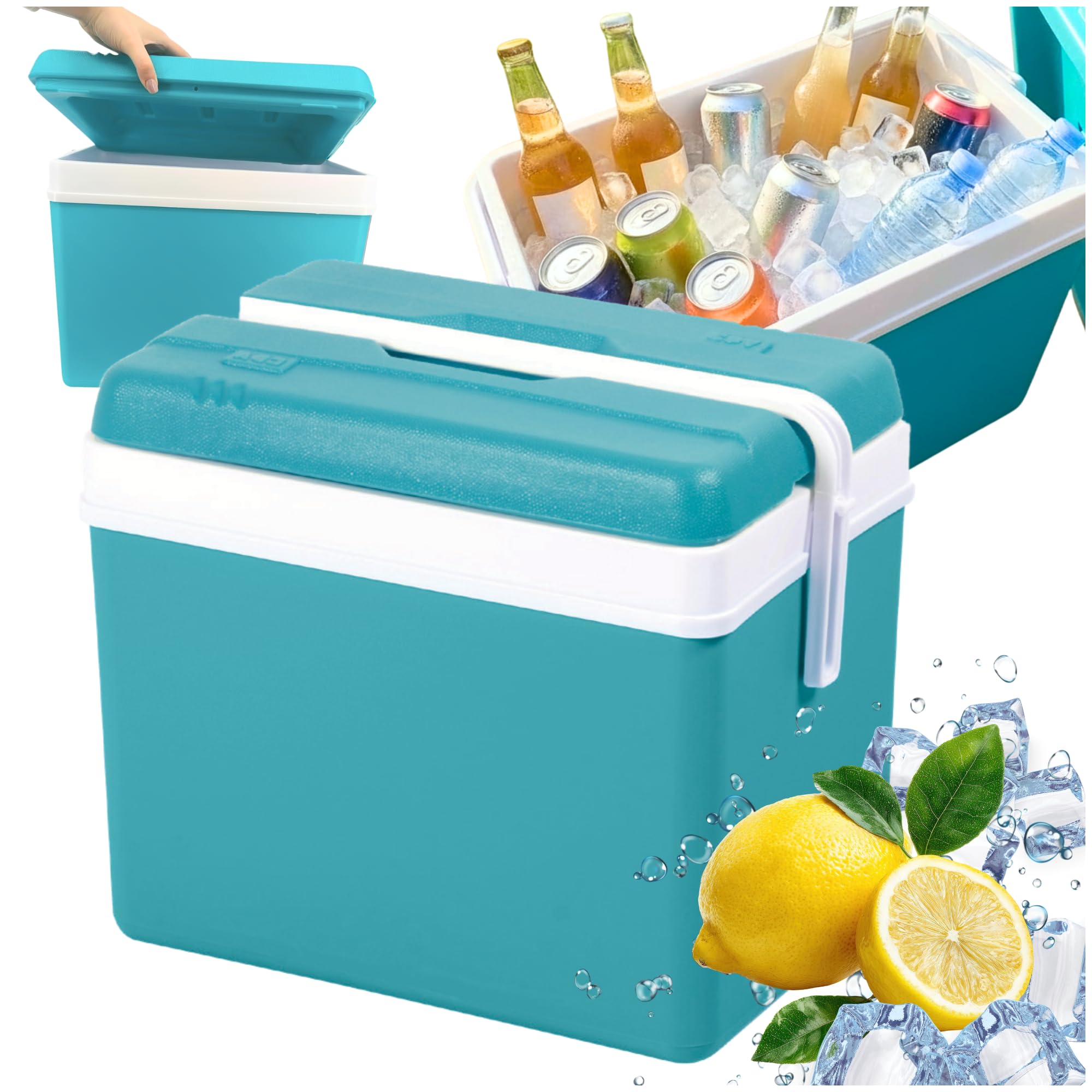 Contenitore refrigerante passivo 35 l, scatola termica portatile senza corrente, scatola da campeggio per auto, picnic e spiaggia – formaggio compatto con coperchio – Kamai Coolbox