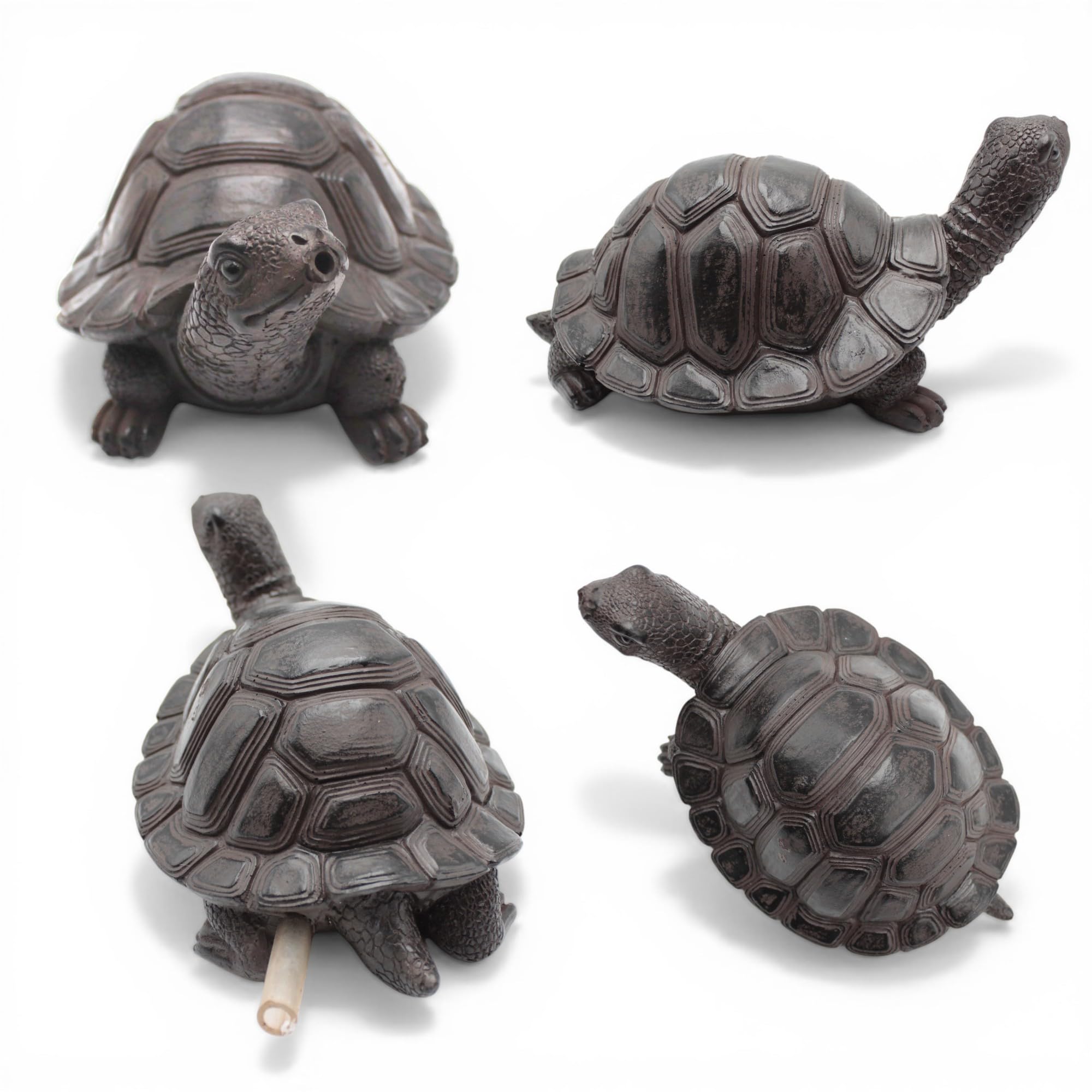 Wasserspeier Solar mit Pumpe – Teichfigur Schildkröte mit Solarpumpe & Wasserspiel – Gartendeko aus Polyresin in Braun – Solarbrunnen für Gartenteich & Wasserlauf 10×14×22 cm