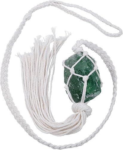 rockcloud 1 cuerda de cortina de piedra cruda hecha a mano de algodón con borlas, elegante decoración de oficina en casa, cuarzo rosa