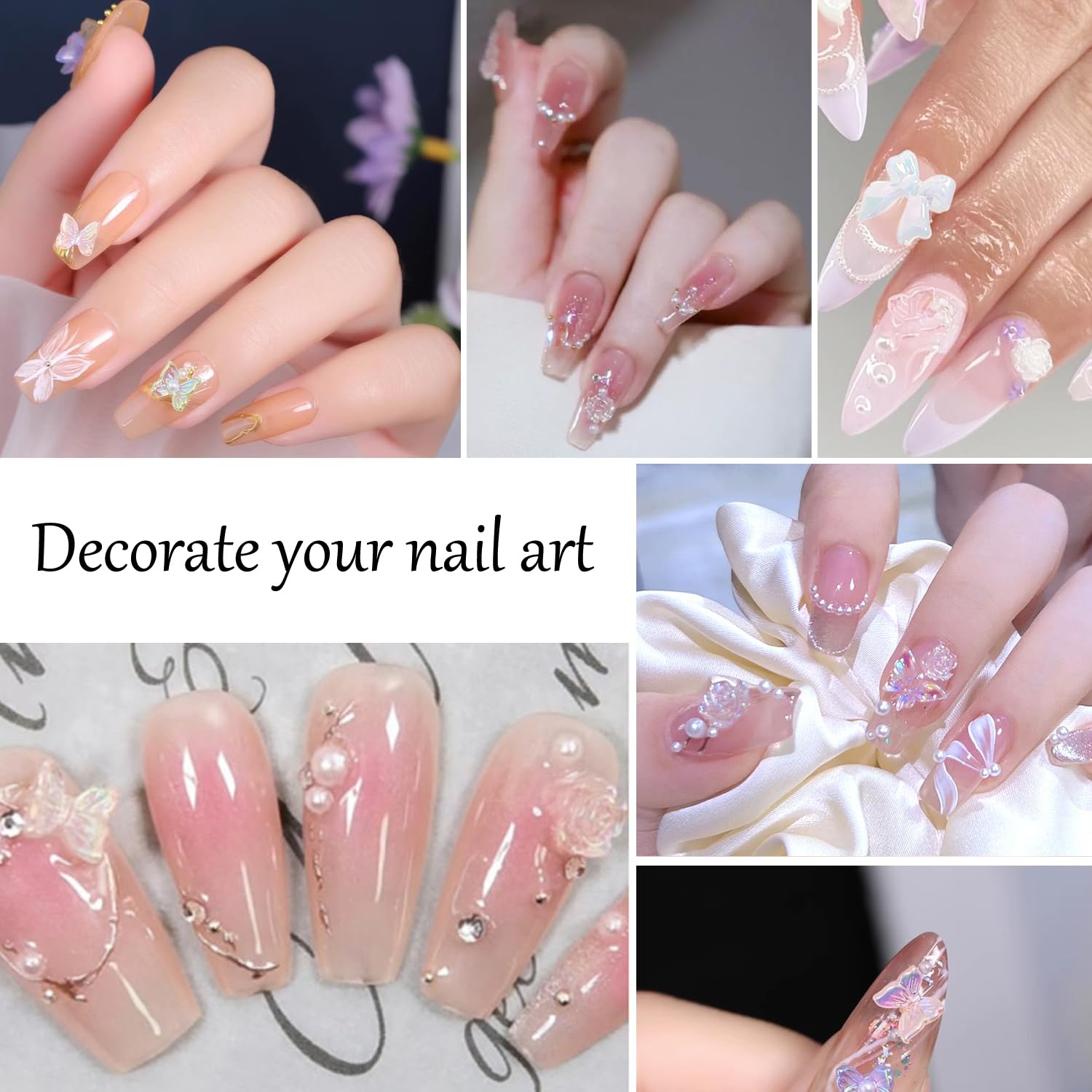 Breloques à ongles multi-styles à dos plat en résine strass perles pour bricolage