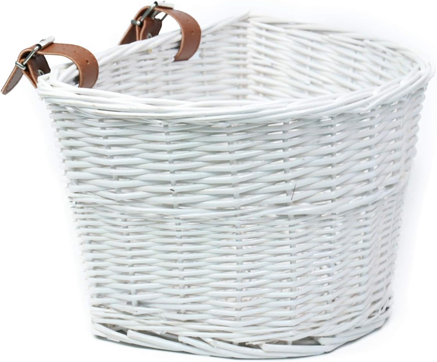 MEIEM Front Handlebar Wicker Bike Basket Cargo Leather Straps