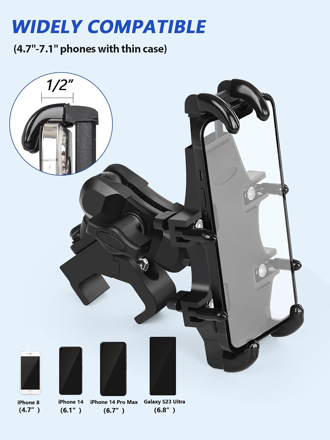 ZIDIYORUO UTV Phone Mount with Aluminum Bracket Works for Pro-Fit Cage, Compatible with Polaris Ranger General Can-Am Defender Maverick Trail, Solid Durable Design Fully Protects Your Cell Phone