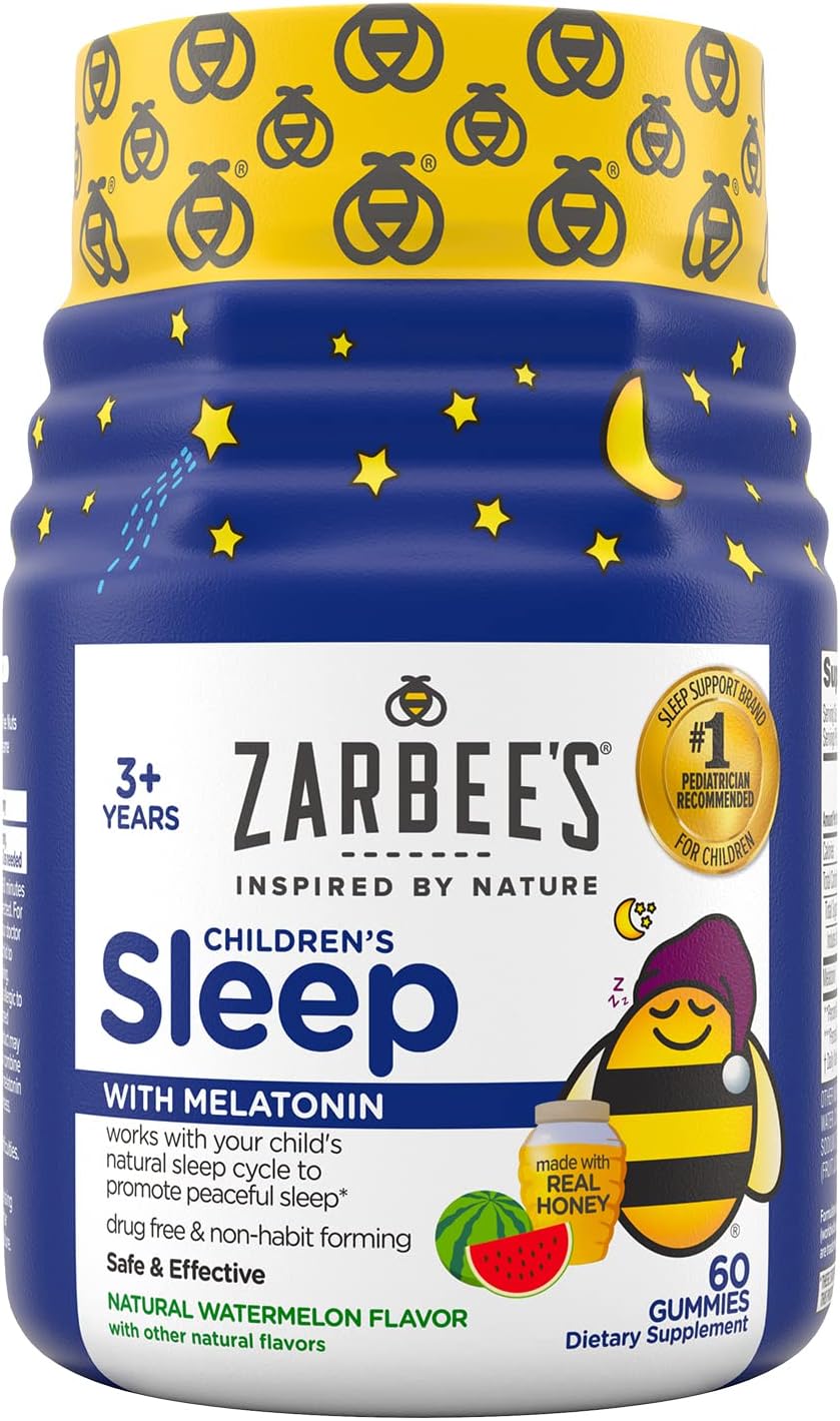 Zarbee's Kids Melatonin Gummy, 1mg Childrens Sleep Aid Supplement, DrugFree
