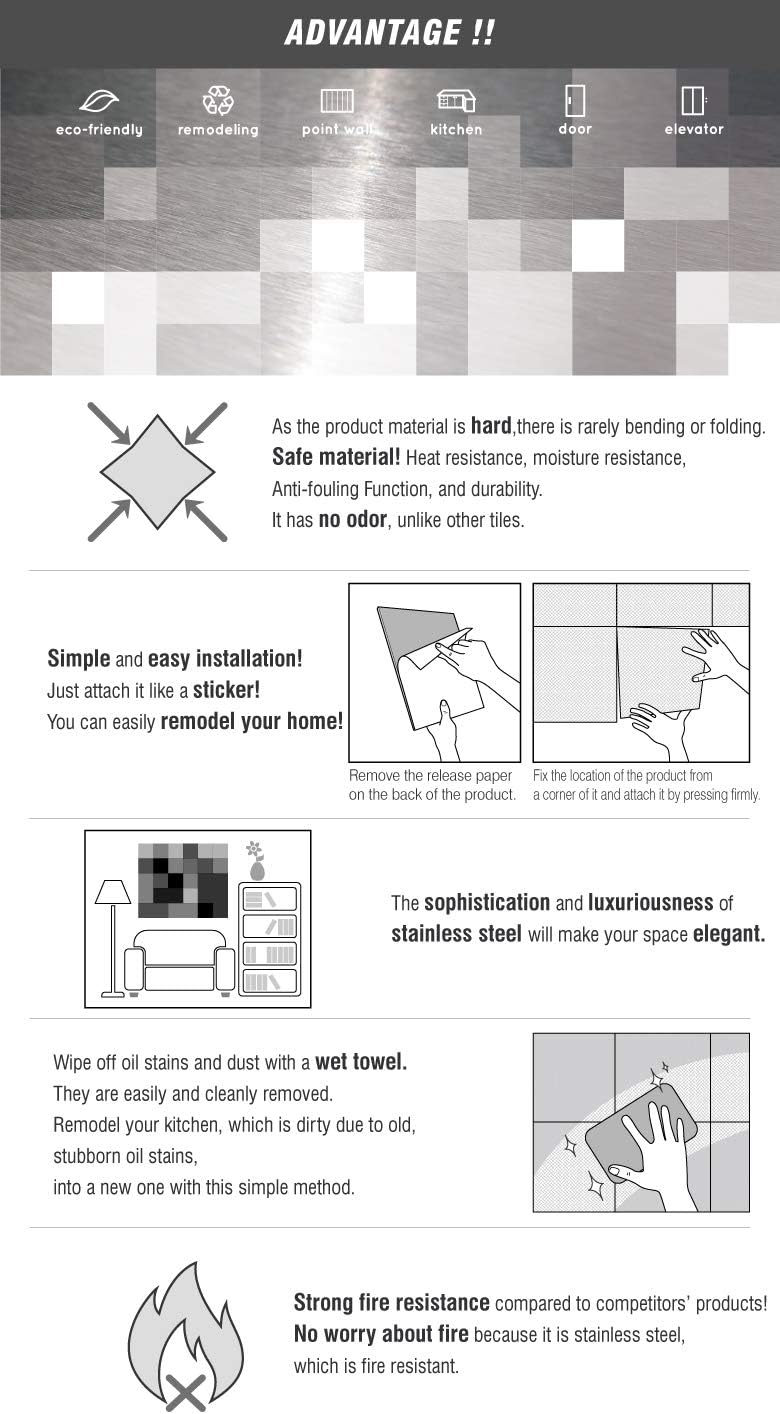 Blасk Frіdау - 70% оƒƒ Ver Block Peel and Stick Design Stainless Steel DIY Interior Tile 20PCS (7.8 x 7.8 inch, Brush Grey)