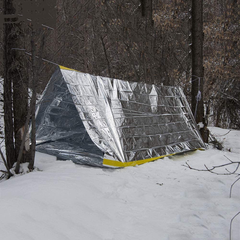 Emergency - Tenda di emergenza con corda ultraleggera, tenda di emergenza, impermeabile, per 2 persone, in Mylar Thermal Shelter per escursioni