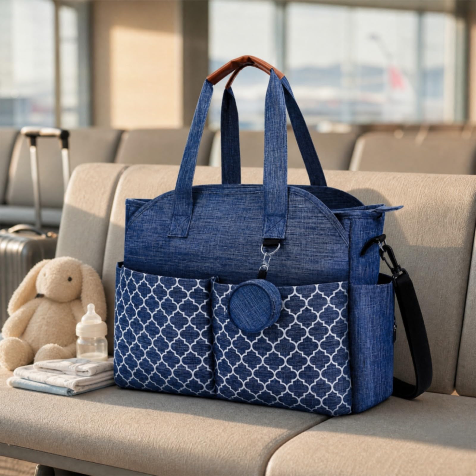 Bolso Pañales Poliésr Ligera periores Reforzadas, Aislan, Bolso Pañales con Bolsillo Impermeable polietileno, para Viajes, Guarría, Gris