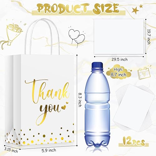 Miniatura 2 de Tinlade 12 bolsas de regalo de agradecimiento con papel de seda de lunares dorados, bolsas de regalo de agradecimiento con asa para bodas,