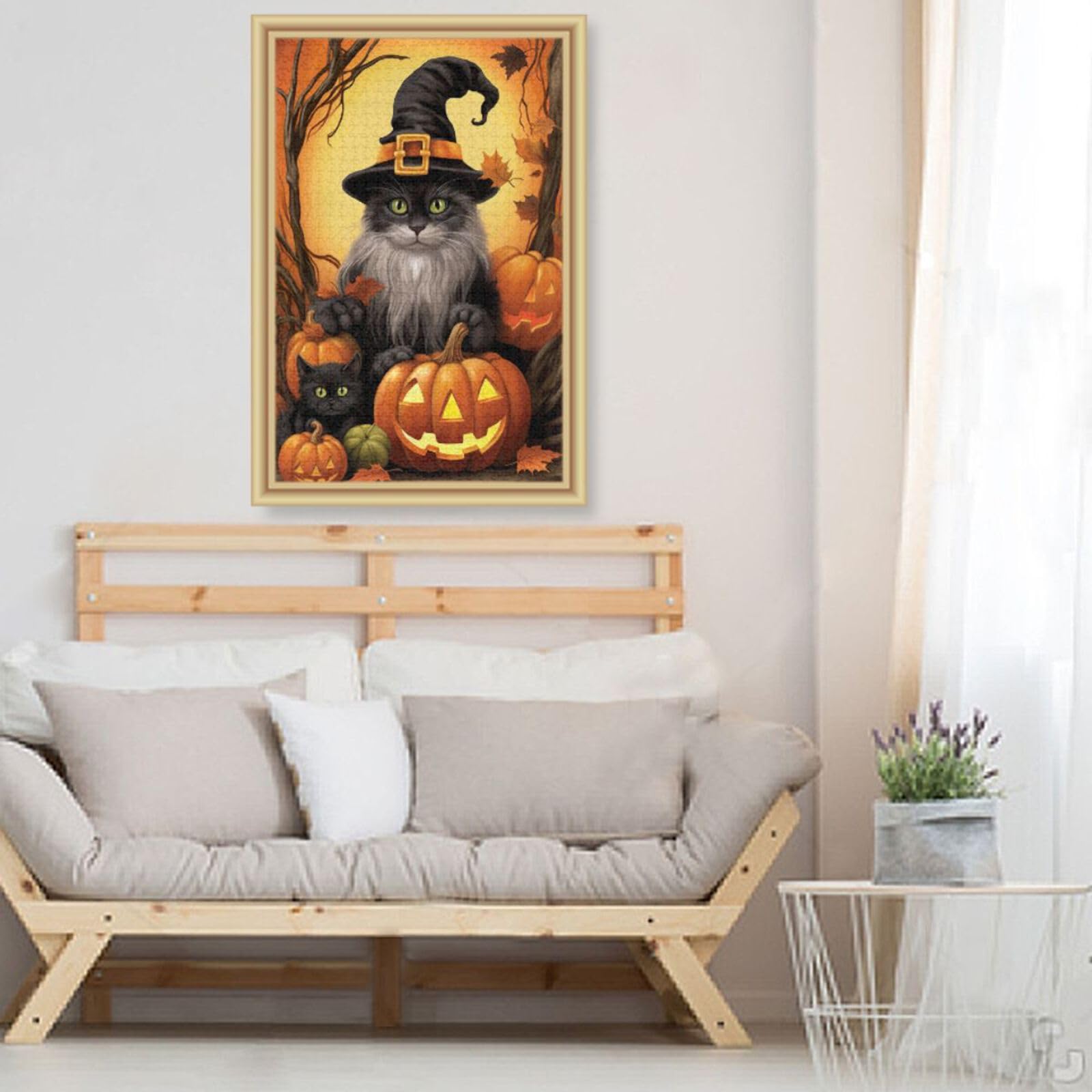 Halloween Cat Jigsaw Puzzle For Adults – 1000 Pieces, Cartoon Style, 30x20 Inches - View #3