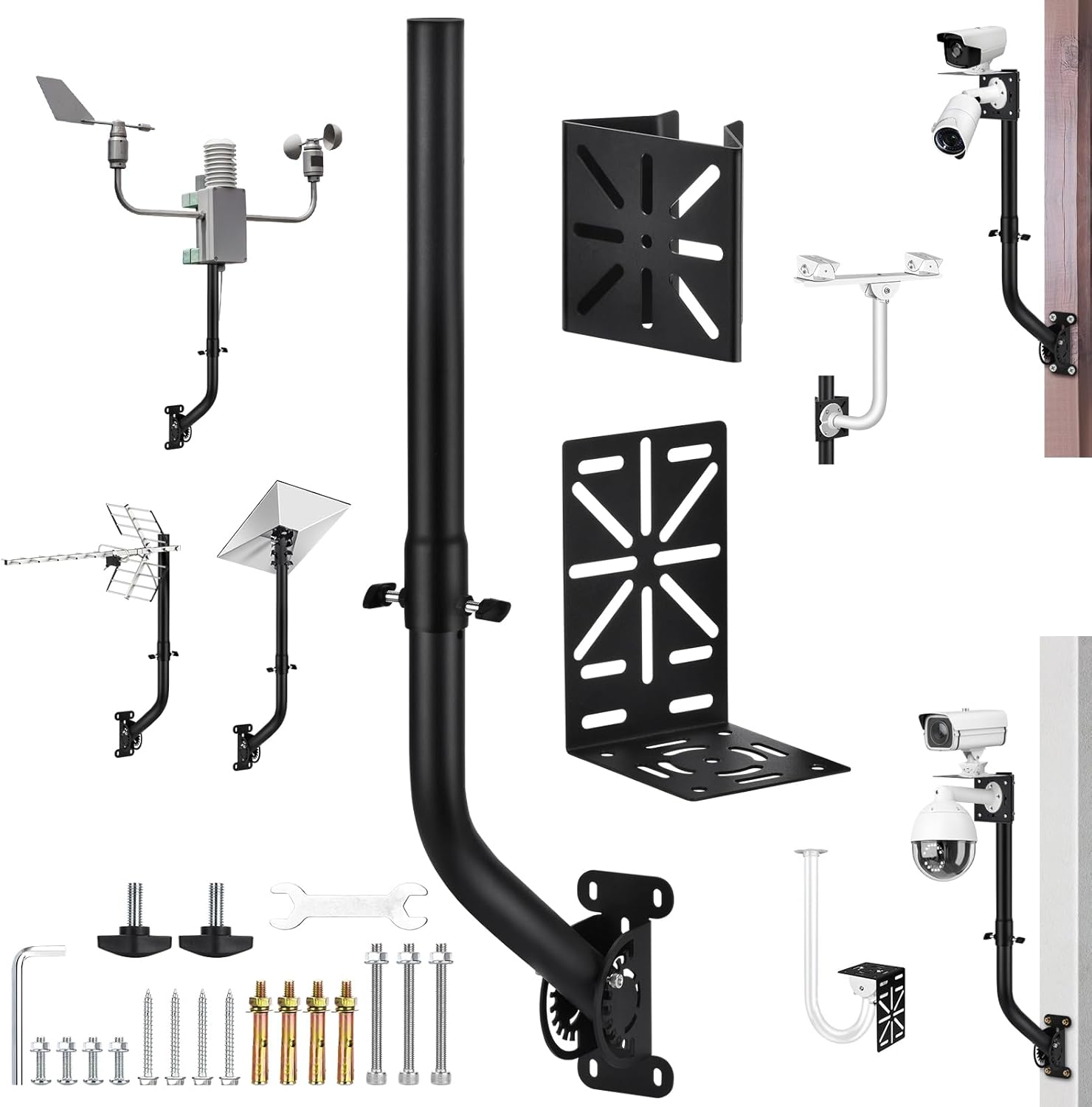 Universal Monitoring Camera mounting Bracket Suitable for Indoor and Outdoor CCTV IP PTZ Dome Cameras, Weather Stations, Antennas Ubiquiti Devices WiFi Extenders Starlink Satellite Dish Antennas
