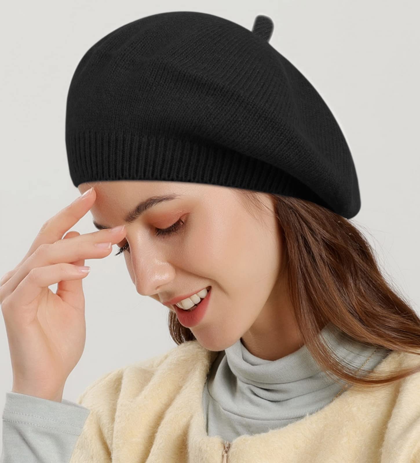 Boina Mujer Clásico Estilo Francés Gorro Vintage Sombrero de Punto Artista Parisino Moderno Pintor Sombrero Otoño Invierno