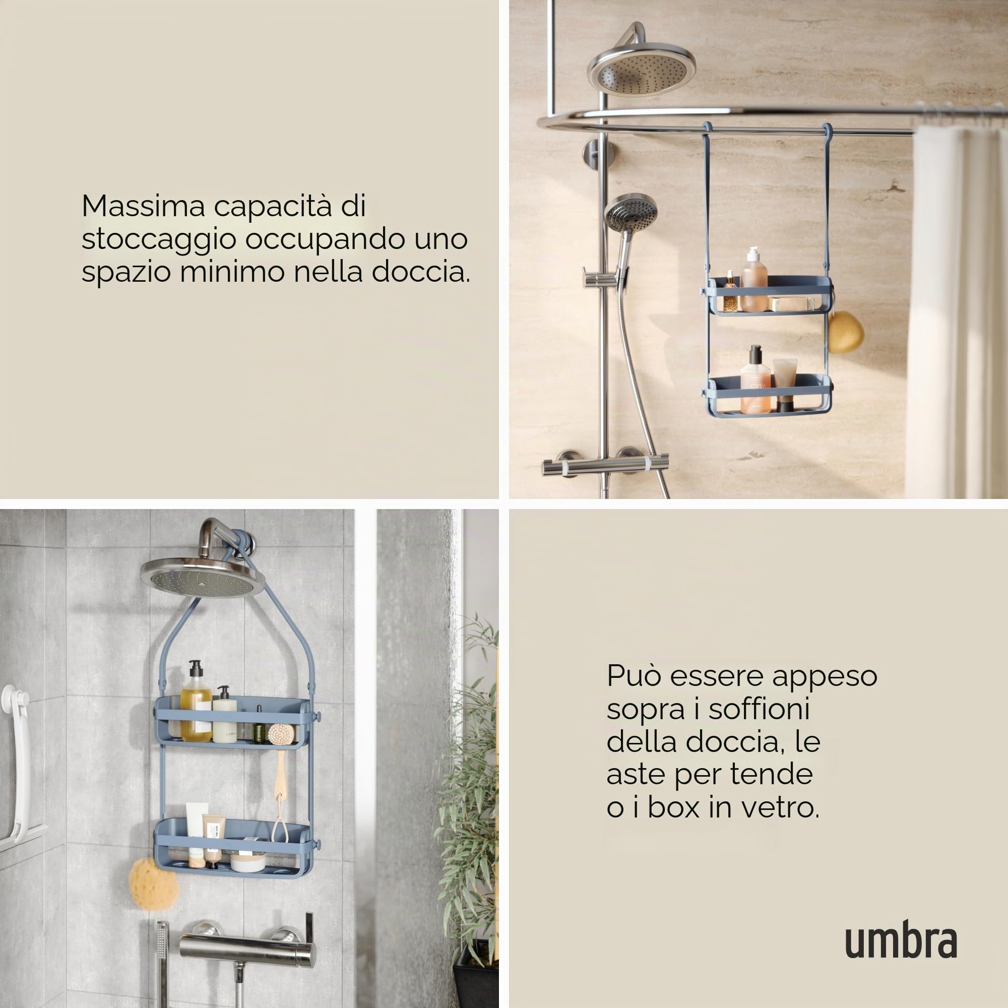 Umbra Flex - Portaoggetti per doccia, colore: Blu ardesia