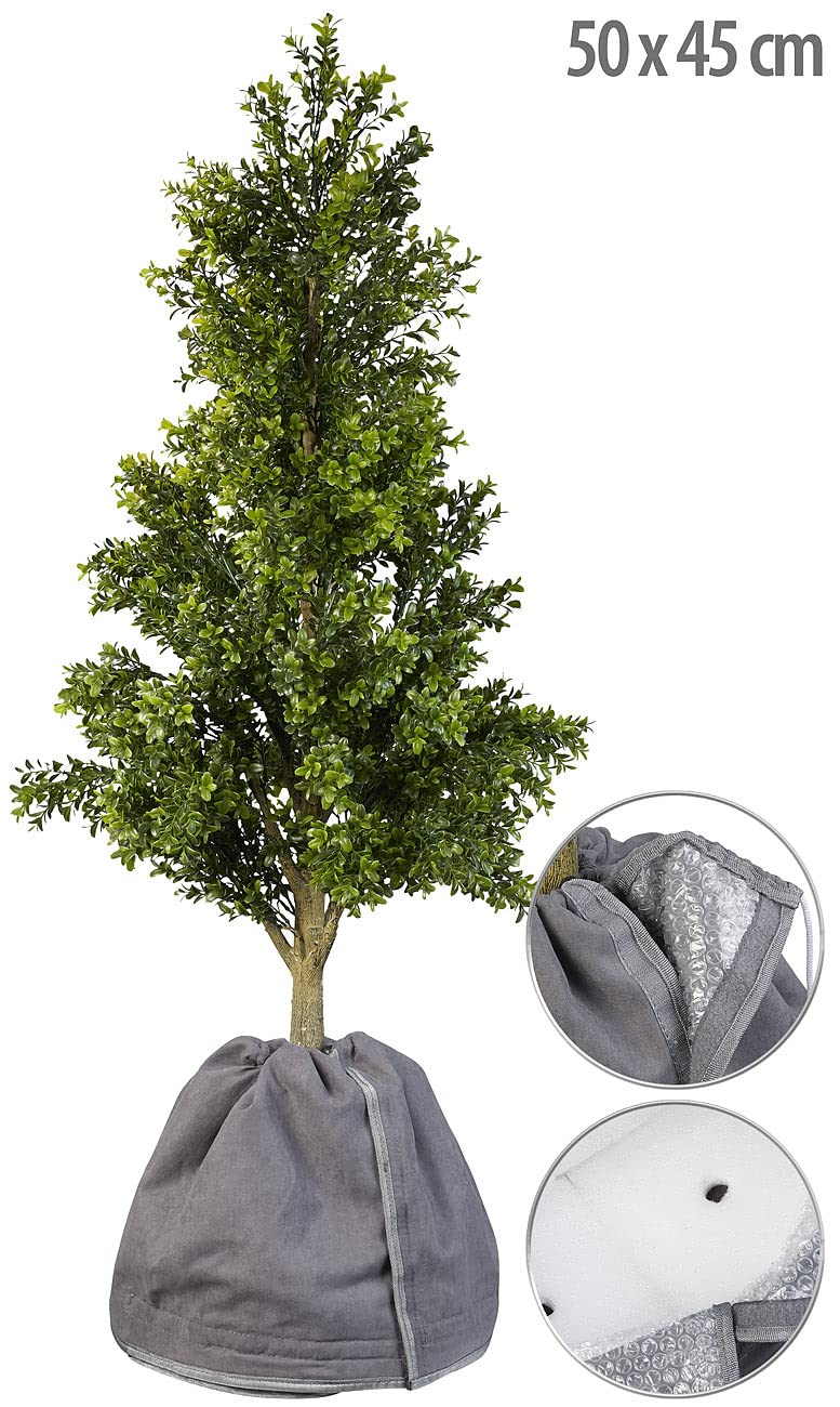 Royal Gardineer Gartenvlies: 4er-Set Thermo-Topfschutz für Pflanzen, 50x45 cm, Drainage, anthrazit (Haubenvlies, Winterschutz Hauben, Gewächshaus)