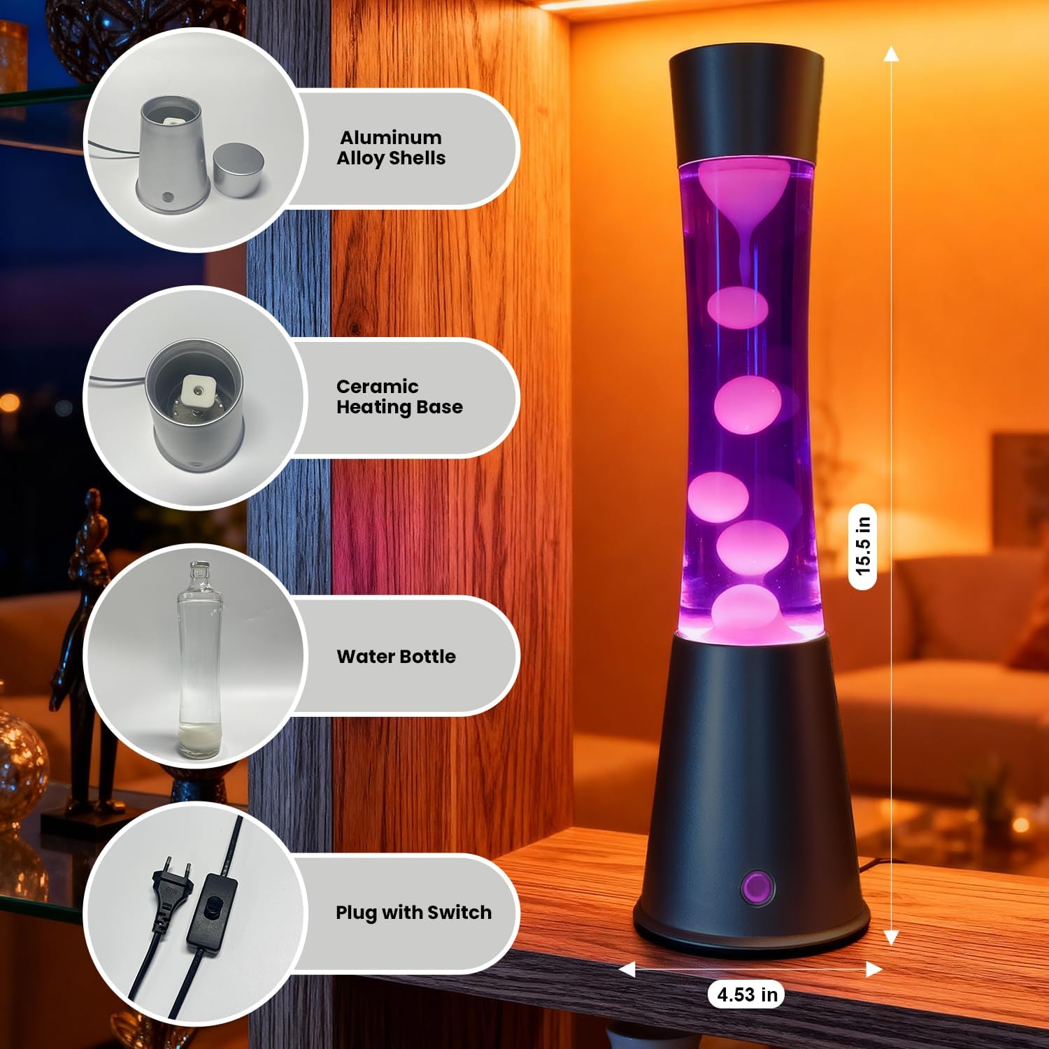 17 Colors Changing Liquid Motion Lamps LED Night Light for Kids Adults Teens 15.5 Inch Large Big Relax Mood Table Lamp for Birthday Gift Novelty Lighting Nightlight Bedroom Home Room Decor