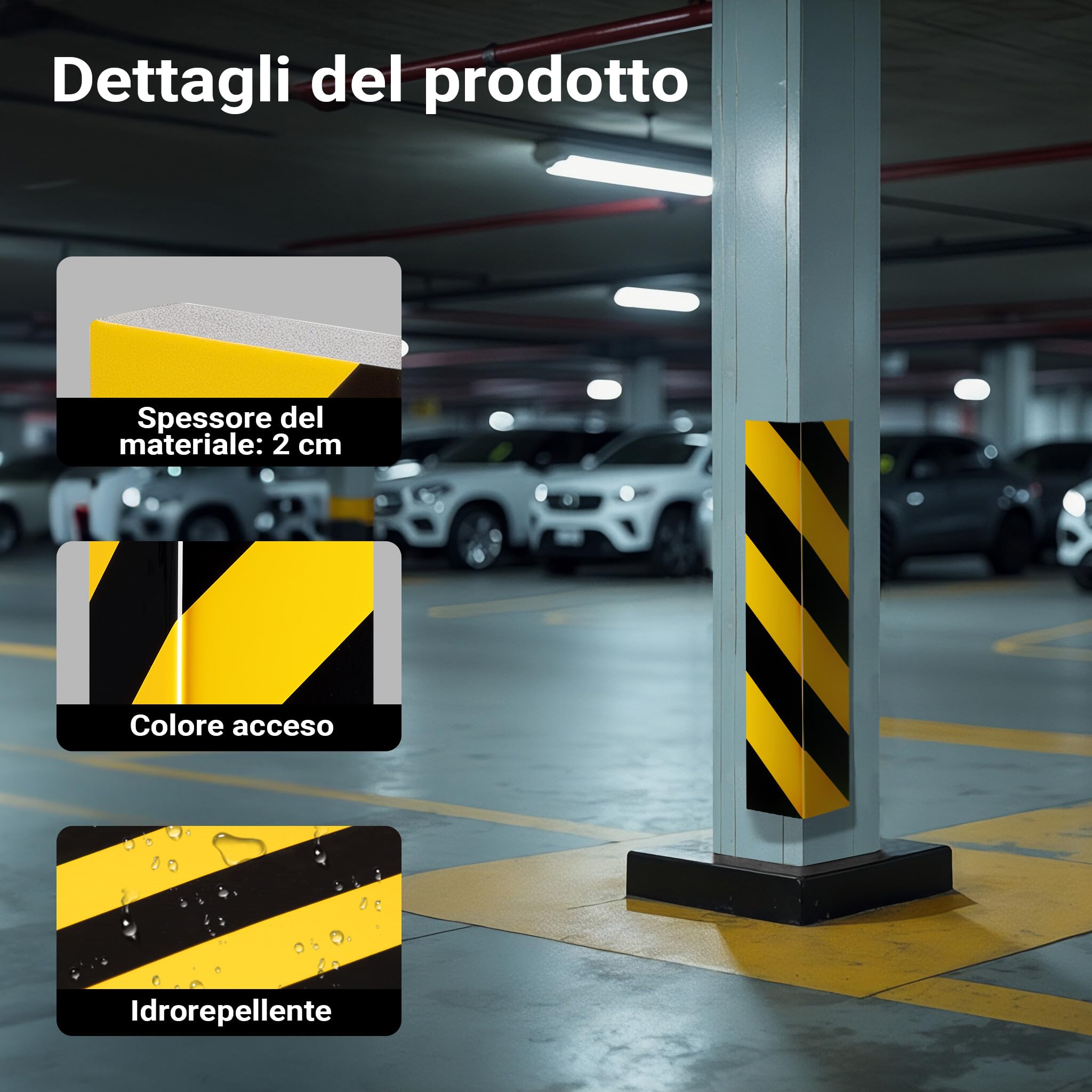 Wiltec Paracolpi garage 400x75x20 mm protezione autoadesiva EVA paraspigoli gomma