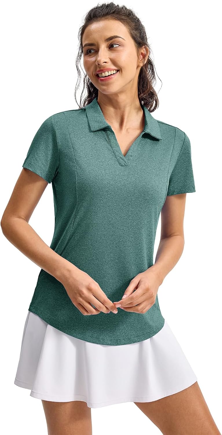YSENTO Womens Golf Apparel Shirts Clothes V-Neck Tops Collared UPF 50+ Dry Fit Short Sleeve Tennis Polo Shirts - Image 2