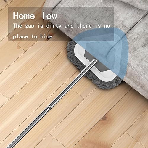 Miniatura 6 de Trapeador de triángulos de felpilla, trapeador triangular giratorio de 180 grados para limpieza de suelos de pared para el hogar, bañera, inodoro,