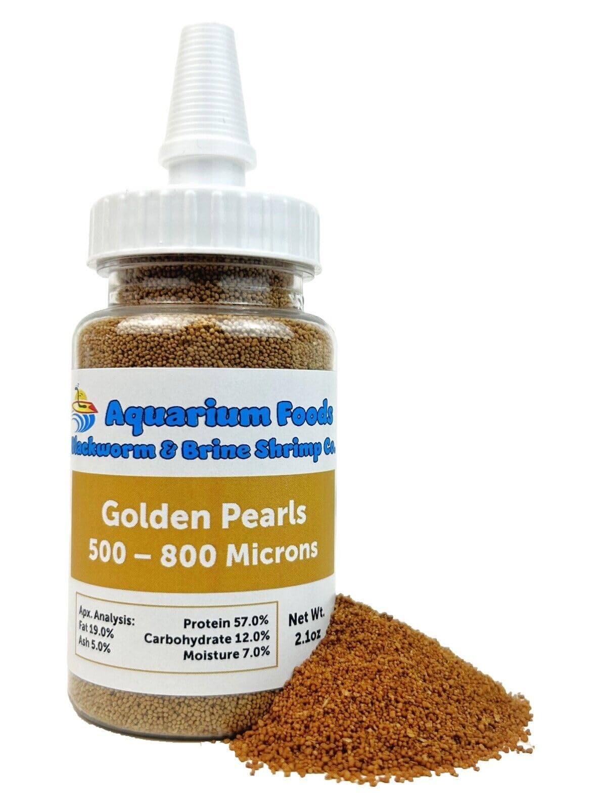 Aquatic Foods Inc. Small Fry Food Micro 500-800 Golden Pearls Baby Fish Food for Newborn & Juvenile Freshwaters, Marines, Corals, Anemones, Baby Koi