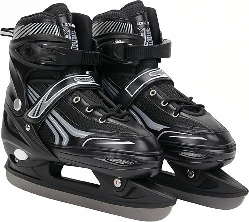 Vista 8 de Patines de hielo con 4 tamaños ajustables para niños, niñas, jóvenes, hombres, mujeres y principiantes - Patines de hockey