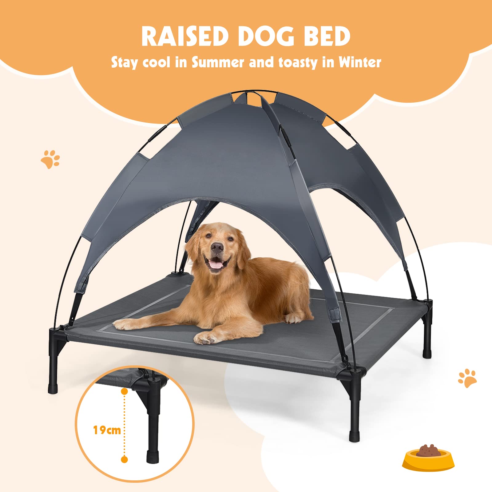 捨七　summer holiday PET Amazon.com : HAPPAWS Elevated Dog Bed with Canopy Indoor